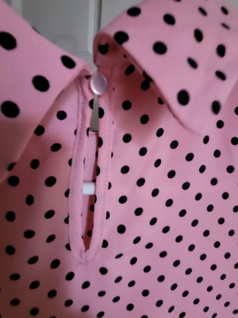 BOULEVARD Retro Look Pink Polka Dot Short-Sleeve Blouse - Picture 7 of 7